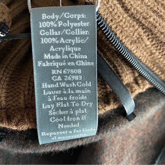 Vince Camuto Fall Plaid Zip Poncho Kimono Sweater Ribbed Knit Collar OS - Picture 6 of 6